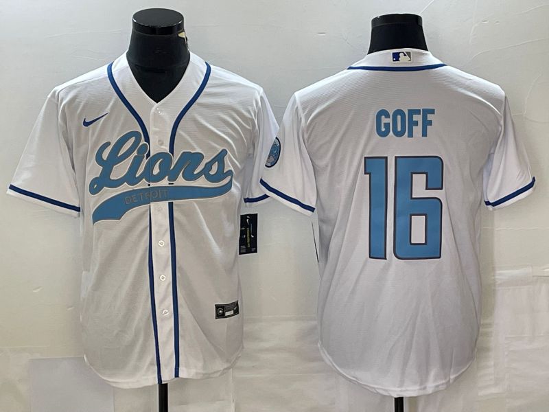 Men Detroit Lions #16 Goff White Co Branding Nike Game NFL Jersey style 1->detroit lions->NFL Jersey